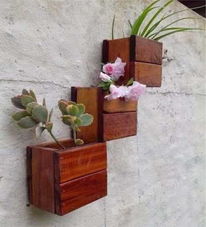 Porta vasos Cachepot madeira